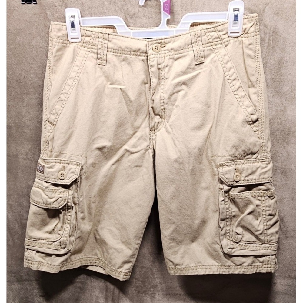 Lee Dungarees Mens Khaki Cotton Cargo Shorts Tan Size 33 Multi Pocket Utility